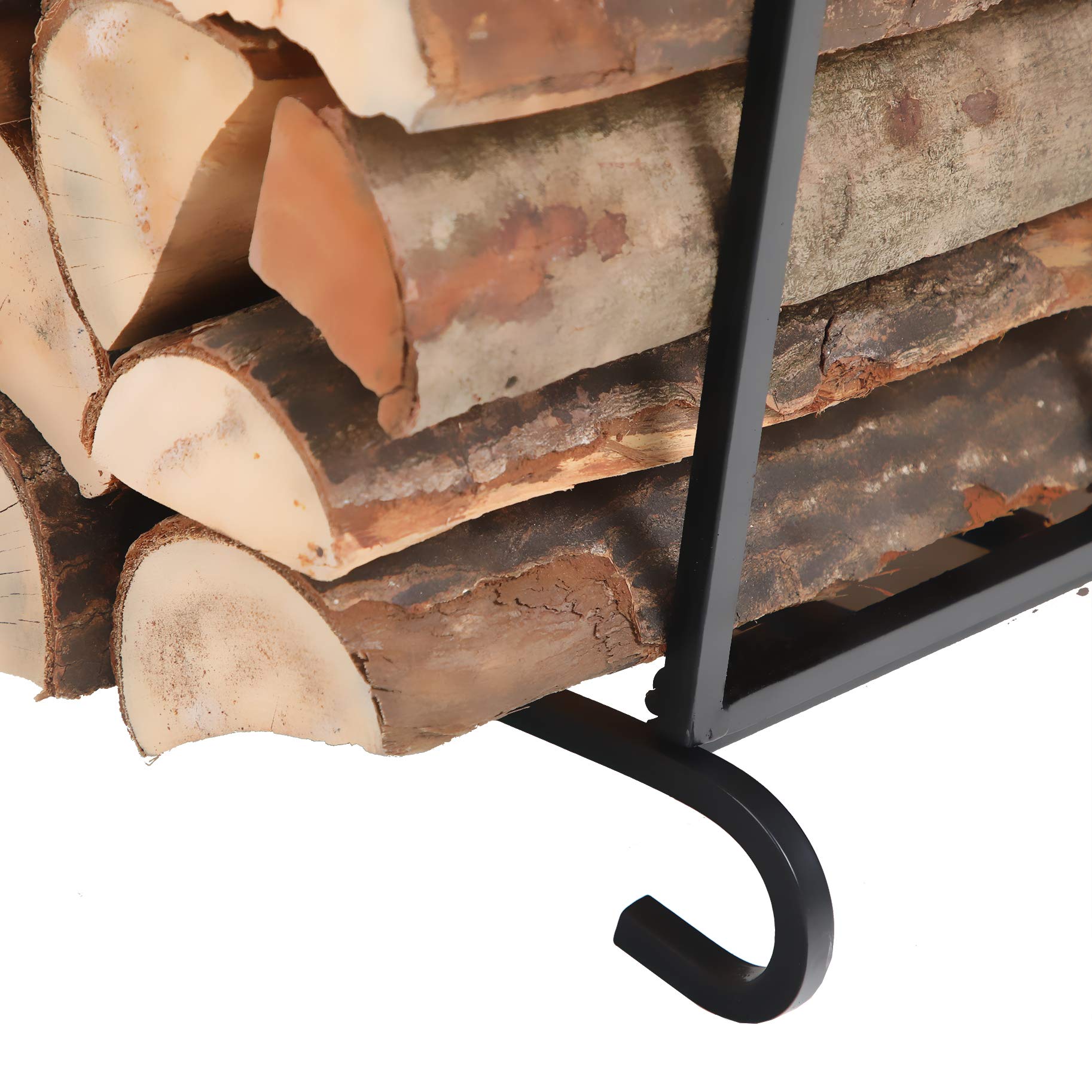 MF Studio 17 Inch Foldable Firewood Log Rack Decorative Indoor/Outdoor Steel Wood Storage Log Rack Holder, Black - image 5 of 6