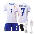 thumbnail image 1 of Copa de Europa 2024 Camiseta de visitante de Francia No. 10 Traje de camiseta de fútbol de Mbappé 11 Camiseta transfronteriza de Dembélé7mo+calcetines+leggings, 1 of 1