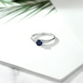 thumbnail image 4 of Gem Stone King 925 Sterling Silver Blue Sapphire and White Lab Grown Diamond Engagement Engagement Ring for Women (0.75 Cttw, Round 5MM, Gemstone September Birthstone, Size 6), 4 of 5