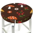 thumbnail image 3 of Bingfone12 Inch Padded Round Bar Stool Cover Cushion With Elastic Fabric Round Chair Seat - Woodland Mushroom With Flowers And Berries, 3 of 7