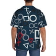 thumbnail image 3 of Fotbe Navy Blue Geometric Camisa Estampada de Manga Corta para Hombre, Casual de Verano, Estilo Playero, Sin Arrugas-4X-Large, 3 of 5
