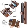 thumbnail image 2 of ELEHOLD Flip Leather Wallet Case for Samsung Galaxy S23 Plus with Large Capacity 13 Card Slots Zipper Pocket Kickstand Magnetic Detachable Case Crossbody Shoulder Strap Shockproof Protective,Brown, 2 of 8