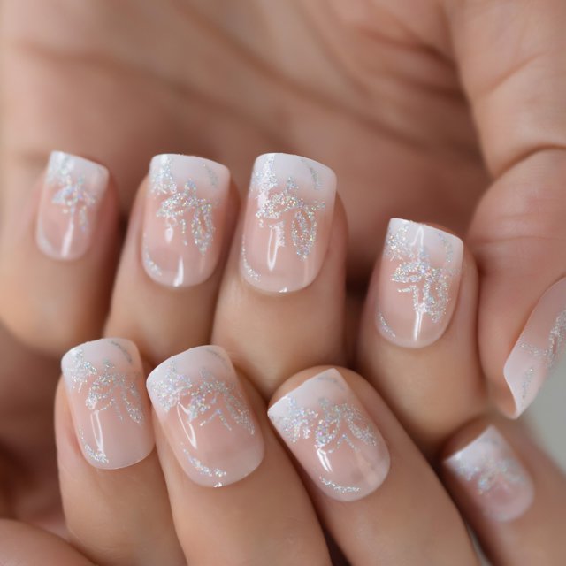 Puntas de manicura francesa con degradado beige Uñas postizas naturales preciosas y elegantes Uñas descoloridas Diseñadas a presión en las uñas de manicura Tan Jianjun unisex
