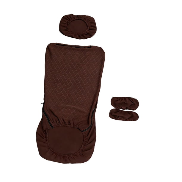 Fundas elásticas de poliéster para sillas de oficina, universales, con reposacabezas Marrón oscuro
