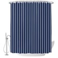 thumbnail image 2 of Shower Curtains for Bathroom, Navy Blue Striped Waterproof Fabric Shower Curtain, Navy Blue White Farmhouse Stripes Decorative Bathroom Curtain for Bathtub, 36"x72", No Hooks Included, 2 of 9