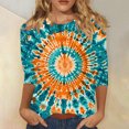 thumbnail image 2 of CYMMPU Loose Fit Tunic Tops 3/4 Sleeve Crew Neck Tie Dye Blouses for Women Dressy Casual Summer Trendy Shirts Spring Tops Ombre T-Shirts Multicolor L, 2 of 5