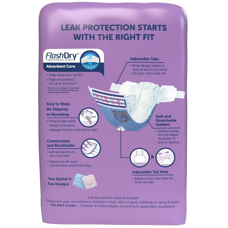 Hartz Comfitables Cat Diaper Medium 16 Count, Adjustable