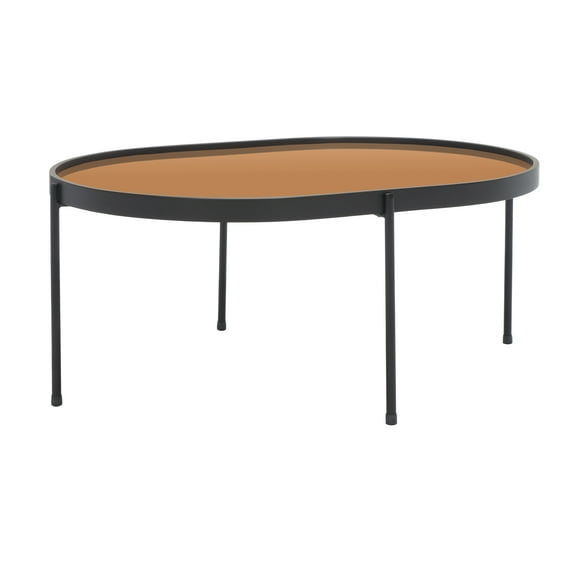 SAFAVIEH Emmerich Mirrored Coffee Table, Rose Gold Top/Matte Black