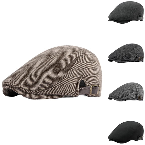 Summer Hot Sales Under $5 Paperboy Hats for Men GIJNRIUIUA Adjustable Beret Hat Warm Lightweight British Style Gentleman Men for Travel Men's Winter Warm Hat British Retro Beret Middle and Elde