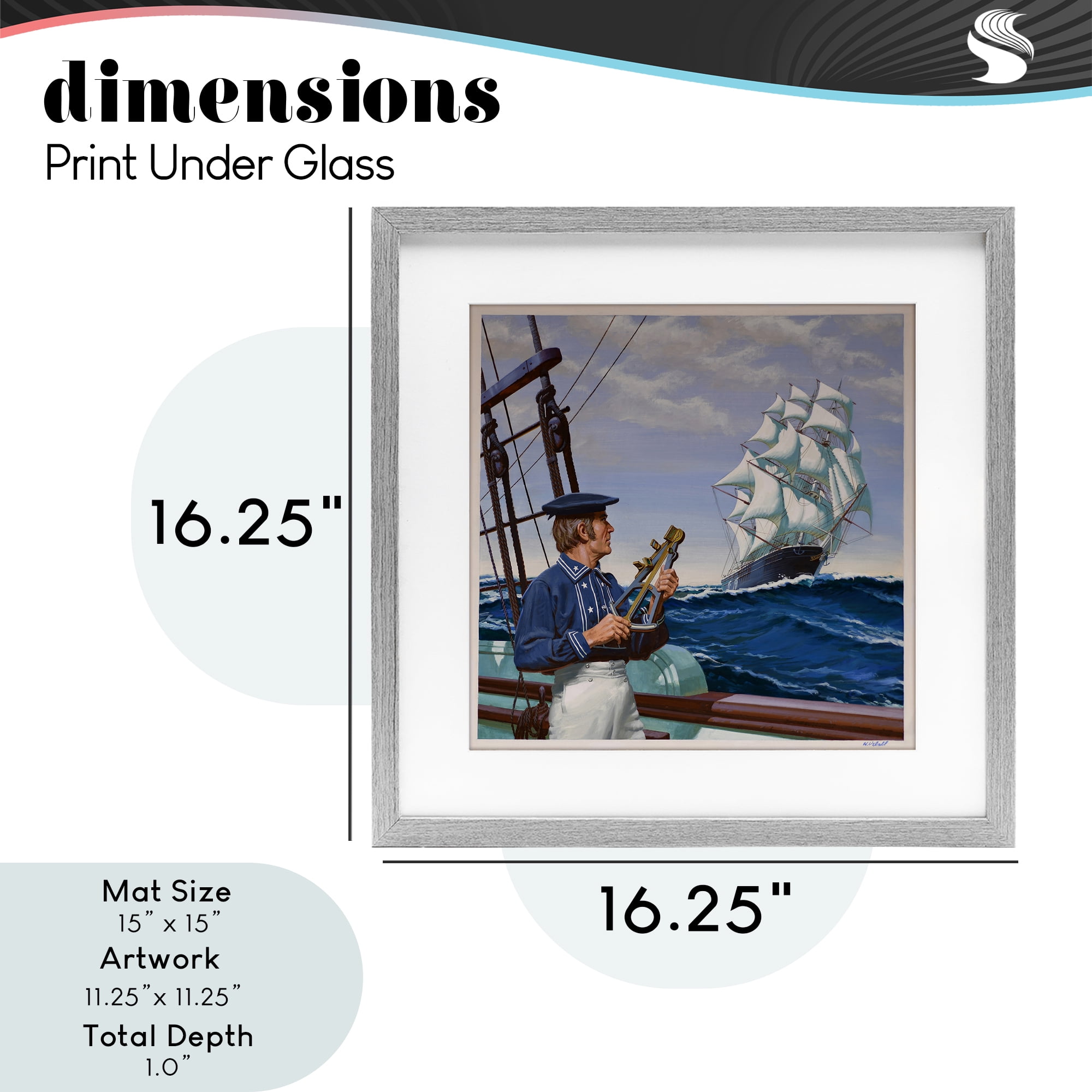 Flying Cloud Sailing Ship Gray Framed Print Under Glass, design by Wind River Studios