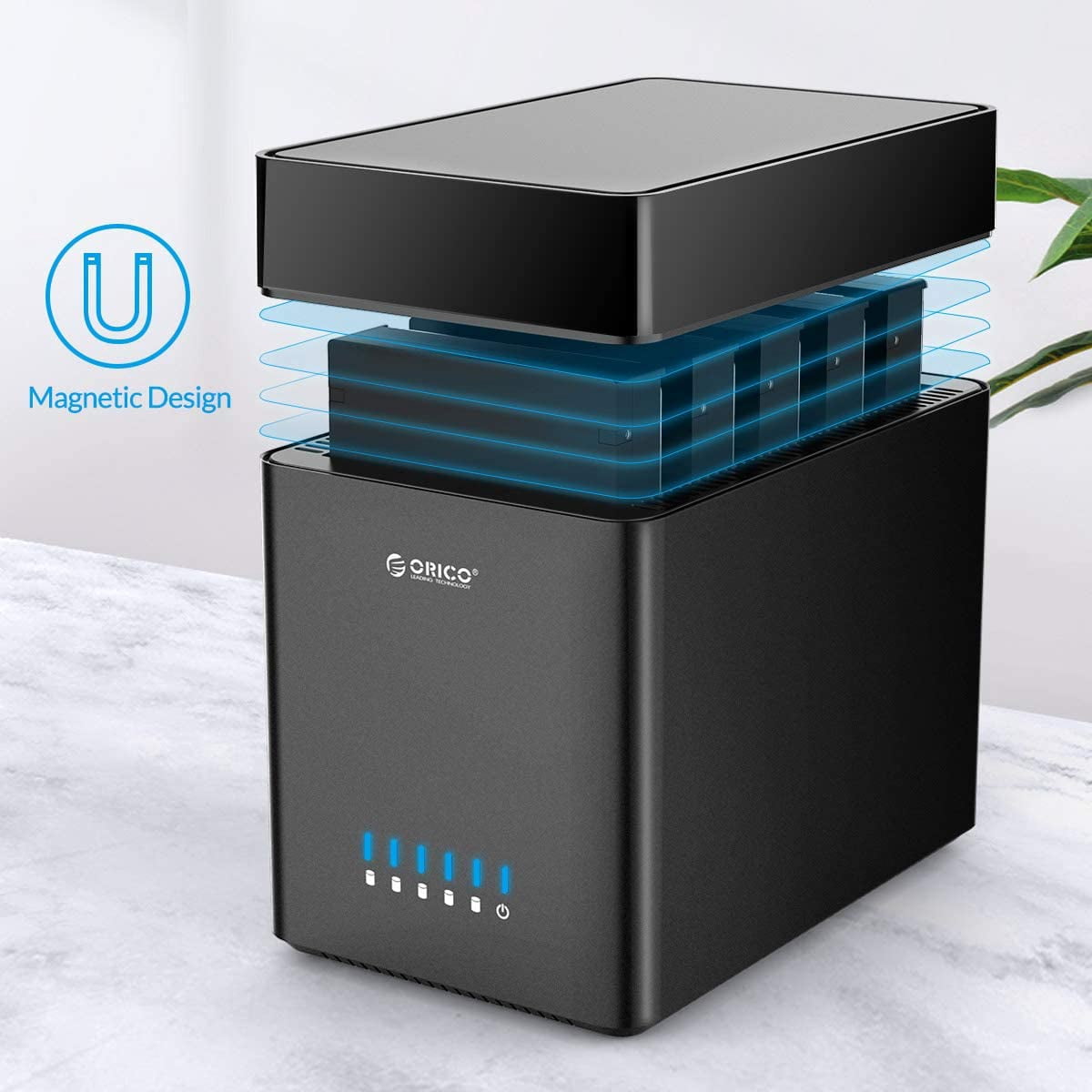 ORICO 3.5/2.5 inch 5 Bay Hard Drive Docking Station USB C to SATA 5Gbps External Hard Drive Enclosure up to 5*16TB,Built-in Fan for Data Backup