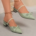 thumbnail image 5 of Samdudou Dress Shoes for Women Elegant Closed Pointed Toe Low Block Heel Slip On Mules Delicate Bow Accent Elastic Ankle Strap Office Work Pumps Evening Party Footwear, 5 of 9