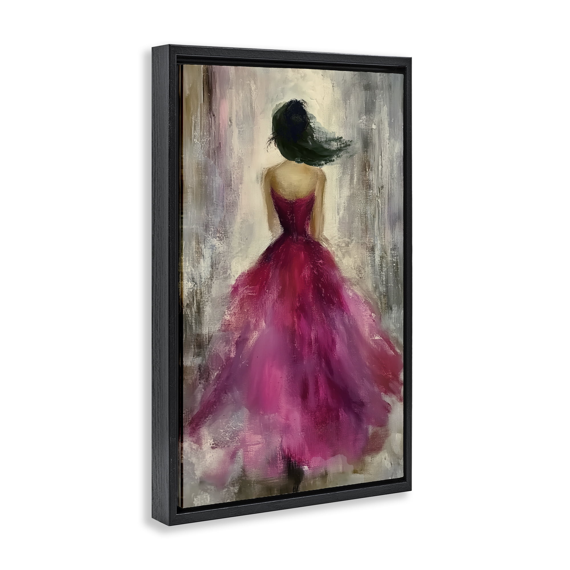After Midnight Girl in Gown Black Framed Floater Canvas Wall Art, design by Annabelle Hall
