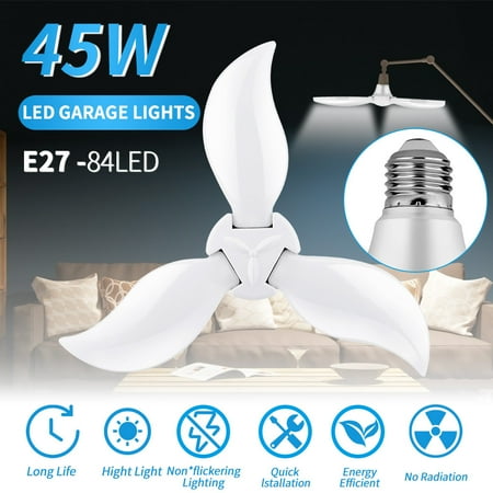 

Alueeu LED trefoil folding light 45W E27 84LED wide pressure white lightWork Garage Home Shop Lamp Fixture Deformable Lights Ceiling