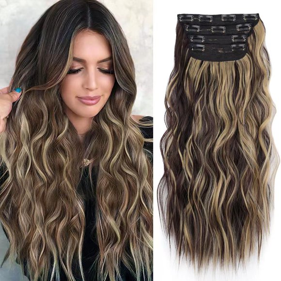 EcoNesxp 100 pcs hair extensions clip in 1 inch long curling clip in hair extensions brown mixed light blonde