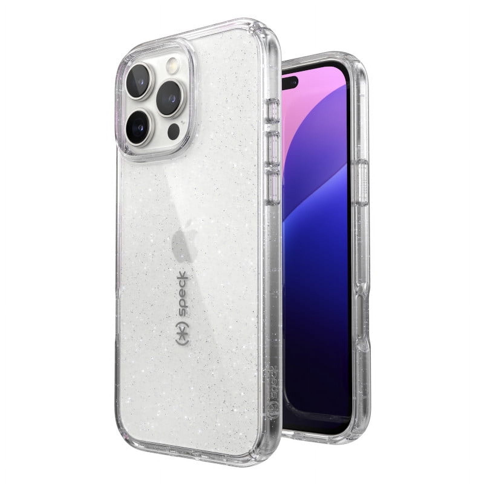 Speck iPhone 16 Pro Max Gemshell Lux in Clear and Platinum Glitter
