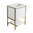 thumbnail image 3 of Marseille 24" Bathroom Vanity in White and Brushed Gold, 3 of 15