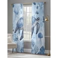 thumbnail image 3 of Coastal Blue Sheer Curtains 96 Inch Long 2 Panels, Sea Turtles Jellyfish Corals Summer Marine Life Light Filtering Rod Pocket Curtains, Sheer Voile Drapes for Living Room Bedroom, 52"x96", 3 of 8