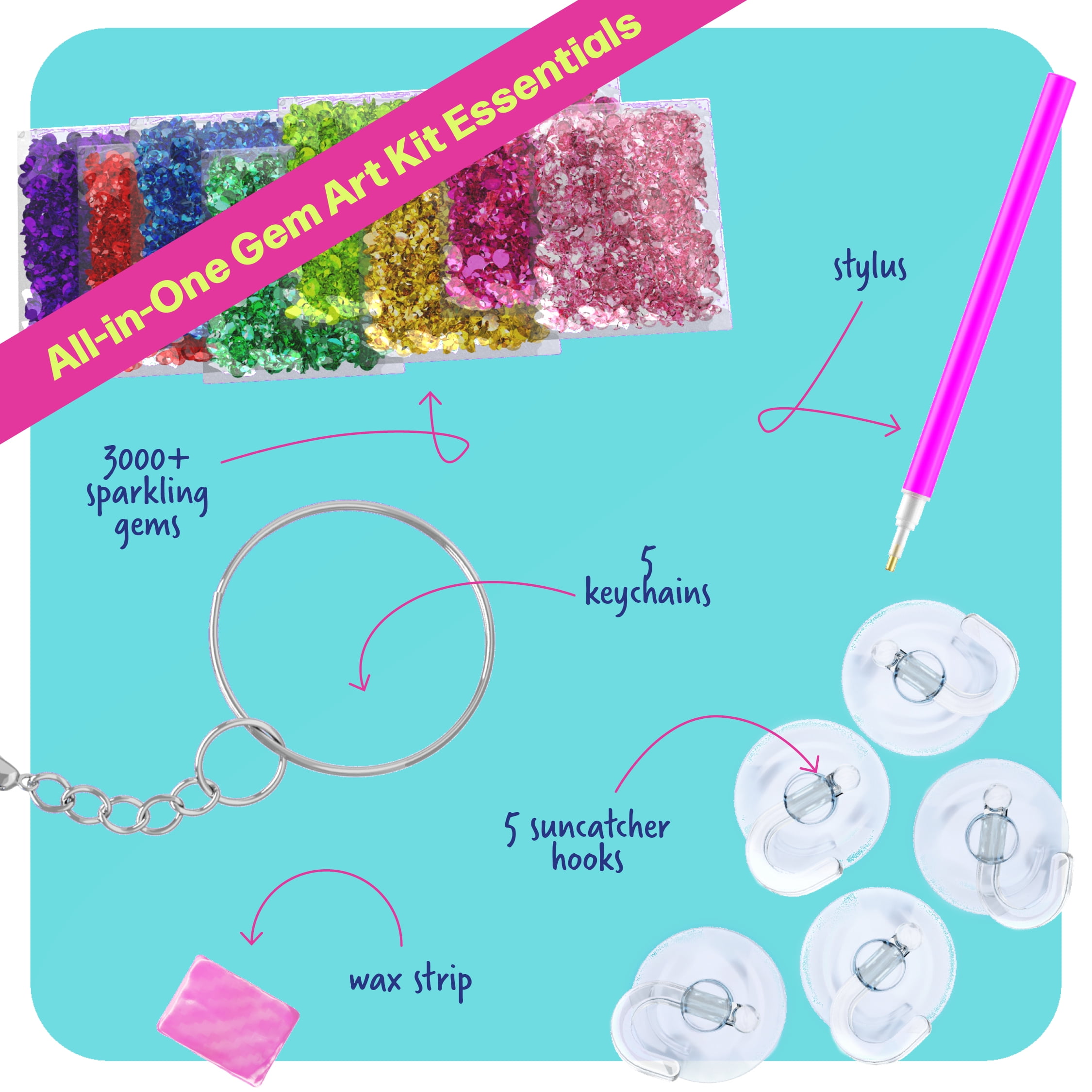 Gem Painting Kit for Kids - Diamond Art Kit - Crafts Kit for Kids Ages 6-12 Years - Birthday Gifts for Girls & Boys