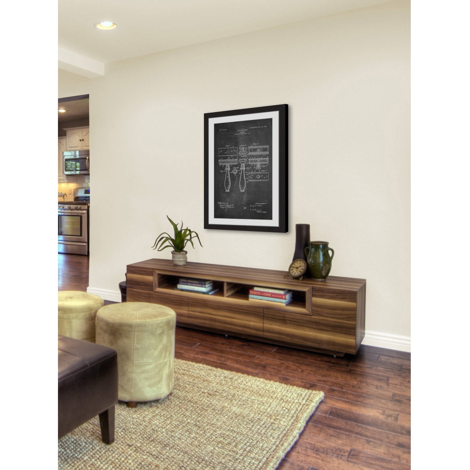 "Razor 1904 Chalk" Framed Painting Art Print, 12" x 1.5"