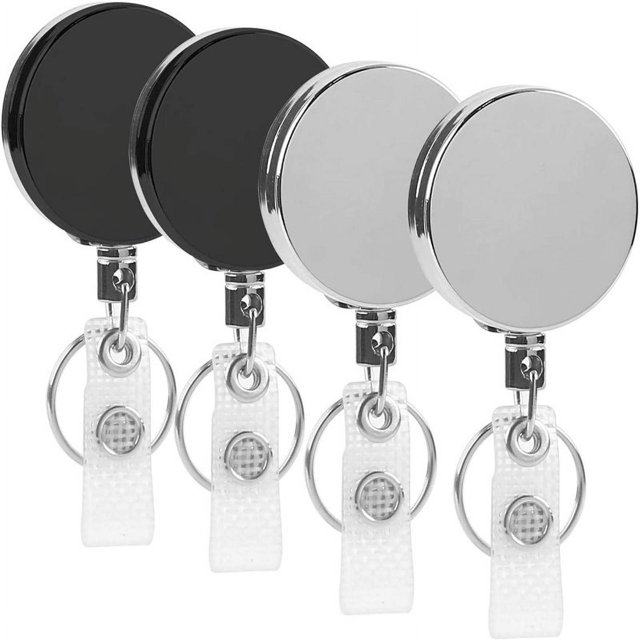 Heavy Duty Metal Retractable Keychain with Belt Clip, Retraction, 31.5" Steel Cable, Key Chain Retractor, ( 4 Pack)