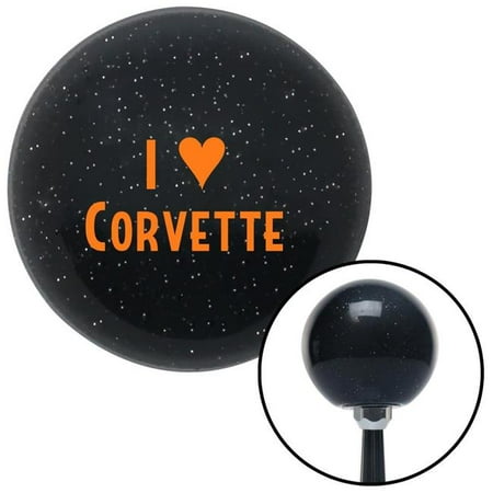 American Shifter Orange I Love Corvette Black Metal Flake Shift Knob with M16 x 1.5 Insert Shifter Brody