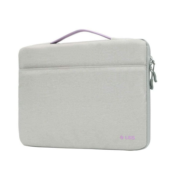 LSS Protective Laptop Sleeve Case with PU Leather Handle for Men/Women - Stylish & Durable Sleeve for 14”-15.6” Laptops, Laptop Sleeve - Light Grey
