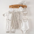 thumbnail image 2 of Caqnni Baby Girl Boy Clothes Set +Bib+Sock Set Tops+Hat+Pants Girl Boy Baby 8Pcs Outfits Boy Shoes+Romper Girl Boy to 0-3 Months Gifts Set, 2 of 4
