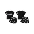 thumbnail image 2 of BemeyourBBs Toddler Baby Boys Football Outfit Infant Baby Boy Summer Clothes Waffled Short Sleeve Letter Embroidery T Shirt Tops and Football Print Pockets Shorts Set Toddler Boys Summer Outfit, 2 of 9