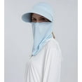 thumbnail image 3 of Women Wide Brim Face Mask Sun Hat Detachable Neck Face Flap Ponytail UV Protection Visor Hat Garden Fishing Hiking, 3 of 5
