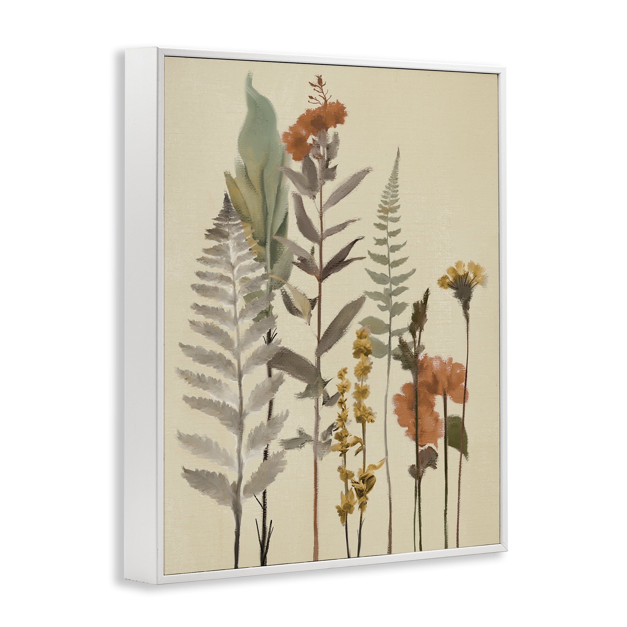 Stupell Industries Fall Botanicals and Ferns White Framed Giclee Art, design by Elizabeth Medley
