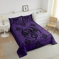 thumbnail image 3 of Purple Black Dragon Comforter Set,Vintage Boho Floral Print Bedding Set,Paisley Pattern Quilt Set Adult Room Decor Exotic Trippy Duvet Insert, 3 of 6