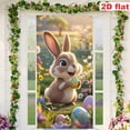 thumbnail image 4 of Easter Bunny Wreath Door Flag, Spring Easter Door Hanging Cover with Bunny and Egg Design, Decorative Outdoor/Indoor Door Decor for Front Door, Festive Home Decoration for Easter Holiday, 35x72 inch, 4 of 5