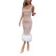 thumbnail image 3 of TRKIYQC Vestido de Noche para Mujer Sin Mangas Lentejuelas Adornos Esponjosos Cuello Cuadrado Vestido Ajustado, Trajes de Fiesta Largos de Corte Bajo para Damas TRKIYQC moderno, 3 of 6