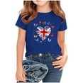 thumbnail image 1 of T-Shirt Graphique à Manches Courtes et Col Rond pour Enfants, Imprimé Drapeau Britannique, Mélange Doux de Polyester et Spandex, Haut Décontracté Respirant, Lavable en Machine, pour Garçons et Filles, 1 of 4