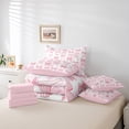 thumbnail image 6 of Manfei Plaid Bow Tie 7pcs Queen Bedding Set - Cute Pink Bow (For Girls), 6 of 8