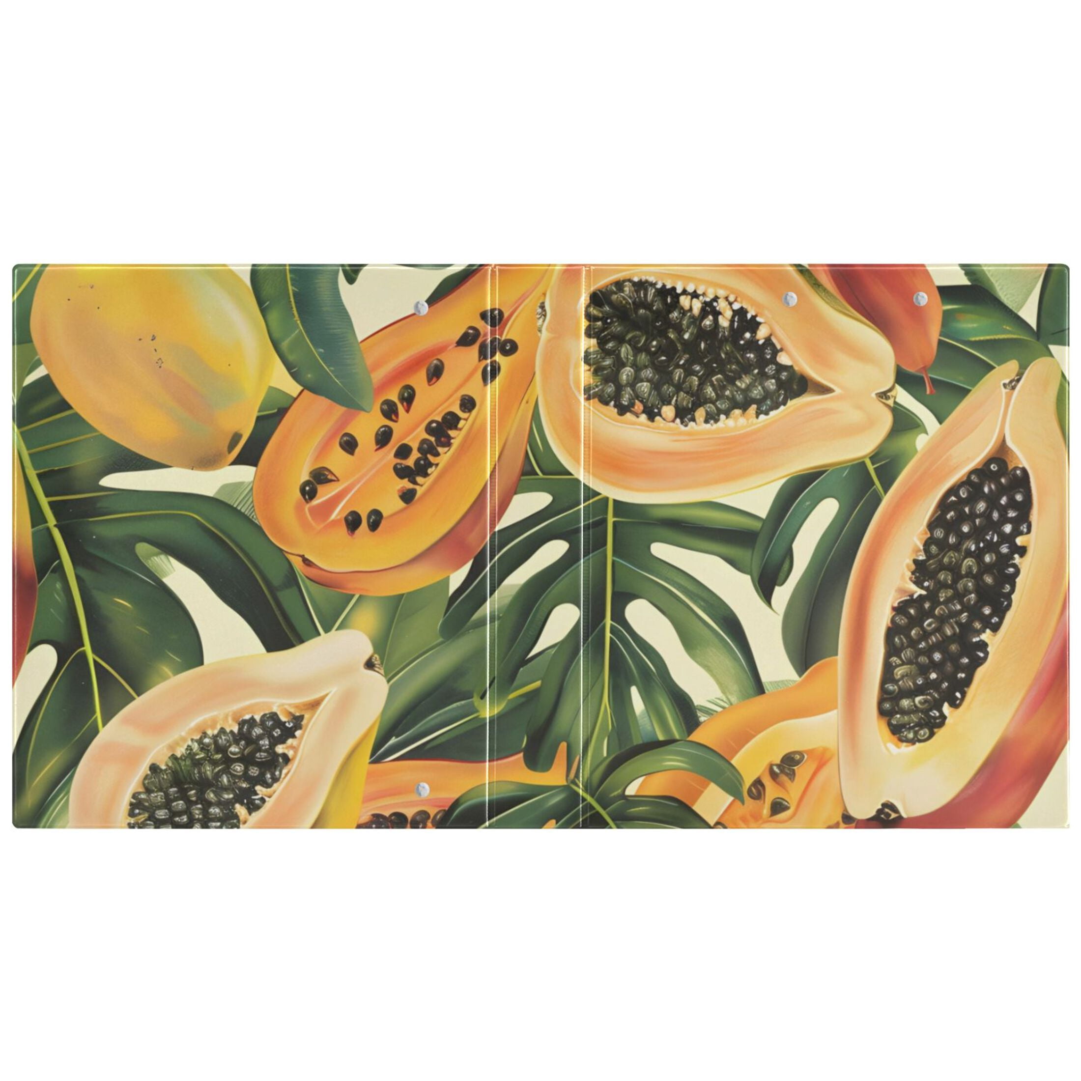 Pawpaw Leaves 3 Ring Binders 1.5 inch Hardcover File Folders with Interior Pockets A4 Size Organizer for School Office Hospital