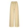 thumbnail image 5 of HBYJLZYG Wide Leg Pants, Cotton Linen Pants For Women Versatile Elastic Waist Solid Color Spring Summer Pants Trousers With Pocket, 5 of 6