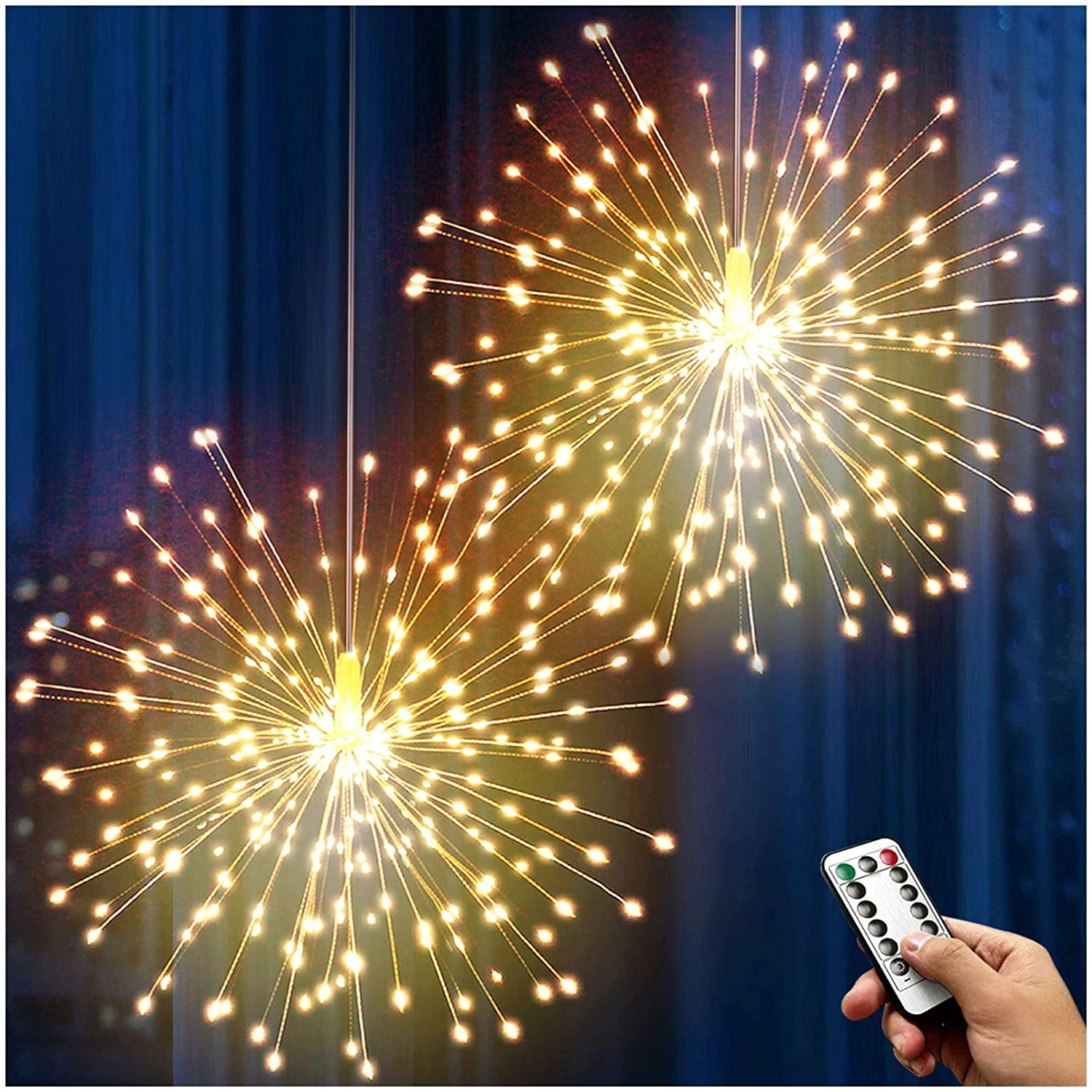 2PK Firework LED String Lights 120LED Copper Wire Strip Fairy Light with Remote 