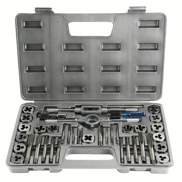 HLONK Tap And Die Set - 40pcs Bearing Steel Taps And Dies Essential Threading Tool For Cutting External And Internal Threads With Accessories