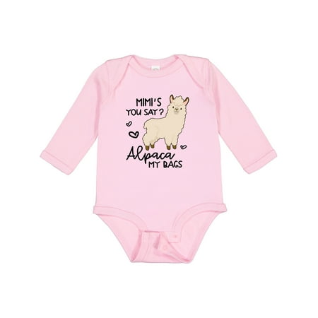 

Inktastic Mimi s You Say Alpaca My Bags Gift Baby Boy or Baby Girl Long Sleeve Bodysuit