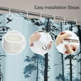 thumbnail image 3 of Decorative Shower Curtain Silhouette of Pine Forest Family Deer and Birds Blue 72"x72" Waterproof Tree Bathroom Shower Curtain Set with Hooks, 3 of 5