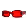 thumbnail image 2 of Womens Mod Thick Plastic Narrow Rectangle Bold Rich Sunglasses Red, 2 of 4