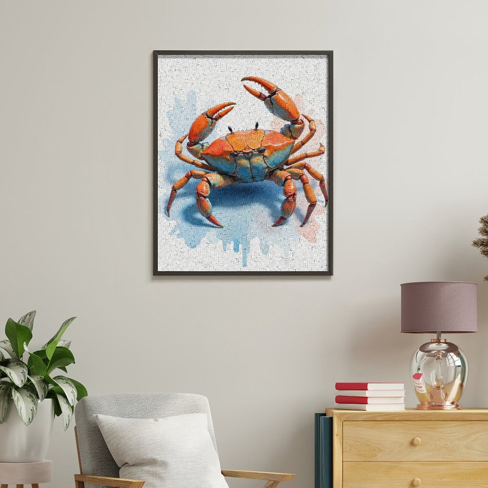 Paint by Numbers Kit for Adults, Orange Blue Vibrant Detailed Crab Paint by Numbers, Easy Paint by Numbers Kit for Adults Beginner, DIY Adult Paint by Number Kits on Canvas, Home Decor