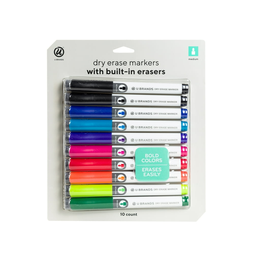 U Brands Dry Erase Markers, Medium Point, Assorted Colors, Low Odor Ink