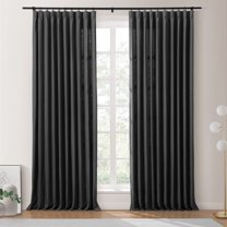 TWOPAGES Cotton Blend Curtain Room Darkening Pinch Pleat Textured Curtain for Bedroom, 1 Panel, 52"x108L, Black
