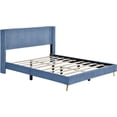 thumbnail image 4 of Corduroy Platform Bed with Upholstered Headboard, Wood Bed Frame w/Wooden Slats, No Box Spring Needed, Easy to Assemble (Queen Size, Grey), 4 of 7
