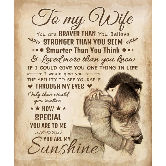 Wife Blanket - to My Wife Blanket from Husband for Christmas, Birthday, Valentines for Wife from Husband - Fleece Blanket, 60" x 50"