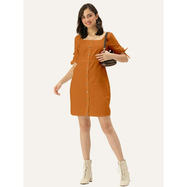 Minimalist ecri dress with a three-color application. outlets Autumn dress for women. Casual dress with a sleeve at the elbow. Loose dress.