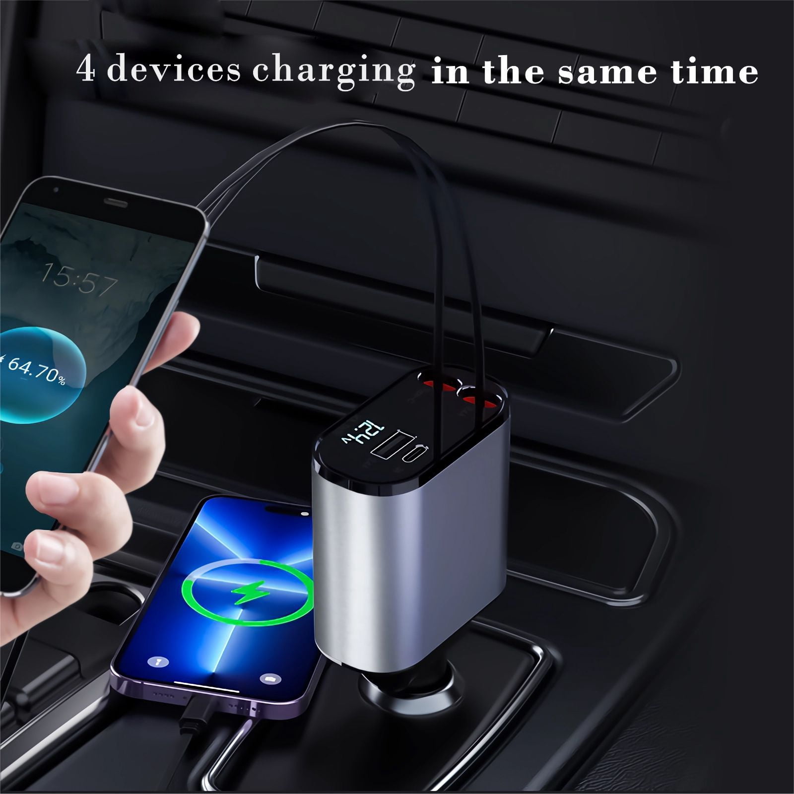 Suonee Smartphone 4 in 1 Retractable Car Charger